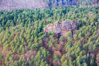 Naturdenkmal Fladensteine (Buntsandsteinfelsen) in Bundenthal im Bundesland Rheinland-Pfalz, Deutschland