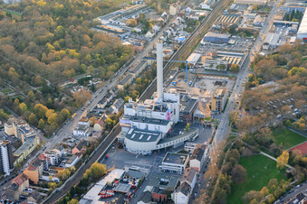 Industriestr mit GML – Gemeinschafts-Müllheizkraftwerk Ludwigshafen GmbH im Ortsteil Hemshof in Ludwigshafen am Rhein im Bundesland Rheinland-Pfalz, Deutschland