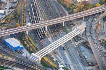 Brückenbaustelle für die Anbindung der Hochstraße Süd am Hauptbahnhof im Ortsteil Mitte in Ludwigshafen am Rhein im Bundesland Rheinland-Pfalz, Deutschland