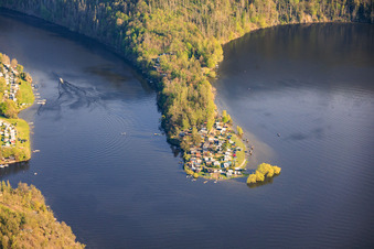 Talsperre Hohenwarte I aus Norden mit Campingplatz Droschkau in Altenbeuthen im Bundesland Thüringen, Deutschland