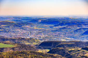Stadtansicht im Saaletal aus Südwesten im Ortsteil Jena-Süd im Bundesland Thüringen, Deutschland