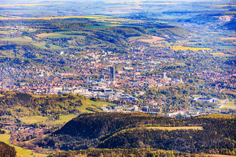 Stadtansicht aus Südwesten im Ortsteil Jena-Süd im Bundesland Thüringen, Deutschland