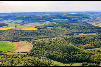 Naturschutzgebiet „Ruine Homburg“ und Burgruine Homburg bei Gössenheim im Bundesland Bayern, Deutschland