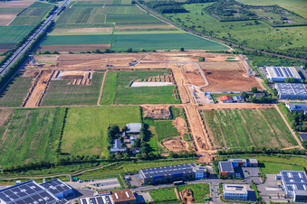 Gewerbegebiet D12 mit Baustelle für Geothermiekraftwerk und Umspannstation von Vulcan in Landau in der Pfalz im Bundesland Rheinland-Pfalz, Deutschland