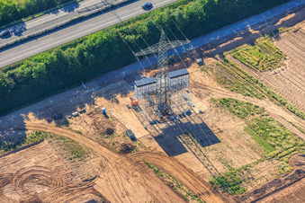 Gewerbegebiet D12 mit Baustelle für Geothermiekraftwerk und Umspannstation von Vulcan in Landau in der Pfalz im Bundesland Rheinland-Pfalz, Deutschland