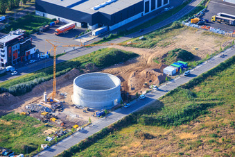 Baustelle für Fundament eines Getreidesilos der Cornexo GmbH Offenbach in Offenbach an der Queich im Bundesland Rheinland-Pfalz, Deutschland