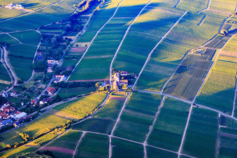 Letzter Sonnenstrahl auf den Leinsweiler Hof im Bundesland Rheinland-Pfalz, Deutschland