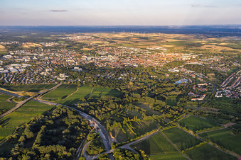 Stadtansicht aus Westen am Abend in Landau in der Pfalz im Bundesland Rheinland-Pfalz, Deutschland