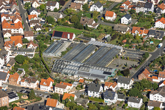 Gewächshäuser in der Stadt von Blumen Berchtenbreiter in Großostheim im Bundesland Bayern, Deutschland