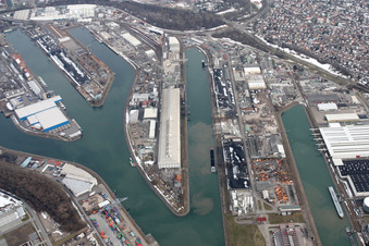 Luftaufnahme von Halle der Jerich Germany Karlsruhe im Rheinhafen im Ortsteil Mühlburg im Bundesland Baden-Württemberg, Deutschland