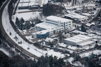 Ittersbach, Industriegebiet im Ortsteil Im Stockmädle in Karlsbad im Bundesland Baden-Württemberg, Deutschland von oben