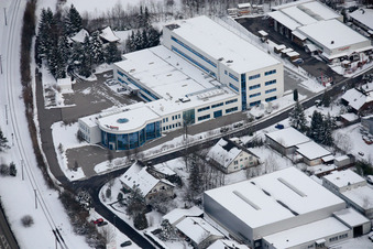 Ittersbach, Industriegebiet im Ortsteil Im Stockmädle in Karlsbad im Bundesland Baden-Württemberg, Deutschland vom Flugzeug aus