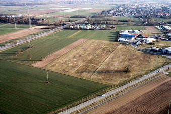 Gewerbegebiet Nordring in Rülzheim im Bundesland Rheinland-Pfalz, Deutschland von oben