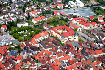 Schloss Bad Bergzabern im Bundesland Rheinland-Pfalz, Deutschland aus der Luft