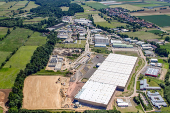 Neubau Logistikzentrum am Horstring im Ortsteil Minderslachen in Kandel im Bundesland Rheinland-Pfalz, Deutschland aus der Drohnenperspektive