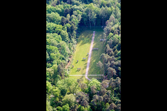 Übungs- Gelände des Schießplatzes des Bogenschützenvereins in einer Waldlichtung in Kandel im Bundesland Rheinland-Pfalz, Deutschland