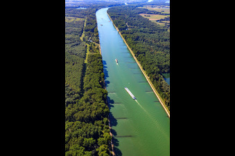 Verlauf des Rhein von Norden in Leimersheim im Bundesland Rheinland-Pfalz, Deutschland