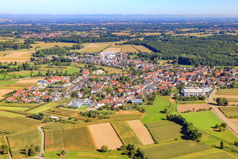 Ortsansicht aus Süden im Ortsteil Bodersweier in Kehl im Bundesland Baden-Württemberg, Deutschland