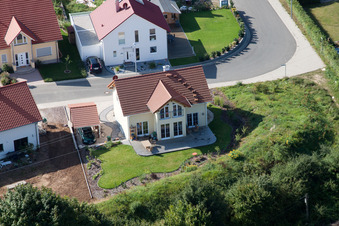 Neubaugebiet An d. Anhaide im Ortsteil Schaidt in Wörth am Rhein im Bundesland Rheinland-Pfalz, Deutschland vom Flugzeug aus