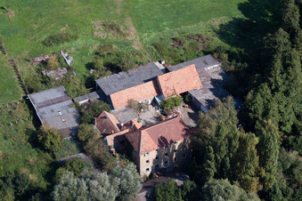Barthelsmühle im Ortsteil Minderslachen in Kandel im Bundesland Rheinland-Pfalz, Deutschland von oben