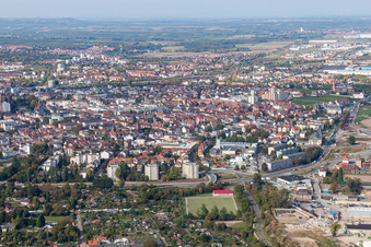 Stadtansicht von Süden in Worms im Bundesland Rheinland-Pfalz, Deutschland