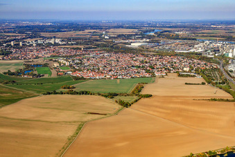 Oppau von Süden in Ludwigshafen am Rhein im Bundesland Rheinland-Pfalz, Deutschland