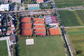 Tennisplatz Sportanlage des Tennisclub Schwarz-Weiß in Bad Dürkheim im Ortsteil Pfeffingen im Bundesland Rheinland-Pfalz, Deutschland