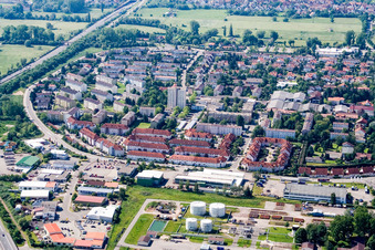 Queichheim von Norden in Landau in der Pfalz im Bundesland Rheinland-Pfalz, Deutschland