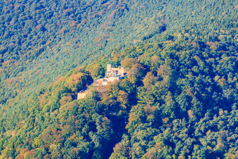 Ruine und Mauerreste der ehemaligen Burganlage und Feste Rietburg in Rhodt unter Rietburg im Bundesland Rheinland-Pfalz, Deutschland