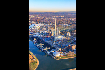 Schrägluftbild von EnBW Kraftwerk im Ortsteil Daxlanden in Karlsruhe im Bundesland Baden-Württemberg, Deutschland