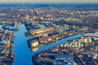 Luftbild von Rheinhafen Karlsruhe im Ortsteil Mühlburg im Bundesland Baden-Württemberg, Deutschland