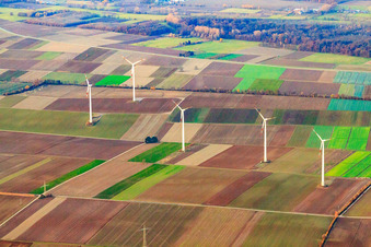 Windpark Minfeld im Bundesland Rheinland-Pfalz, Deutschland vom Flugzeug aus