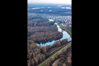 Luftbild von Altrhein im Ortsteil Plittersdorf in Rastatt im Bundesland Baden-Württemberg, Deutschland