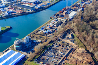 ZG Raiffeisen Hafensilo im Ortsteil Mühlburg in Karlsruhe im Bundesland Baden-Württemberg, Deutschland