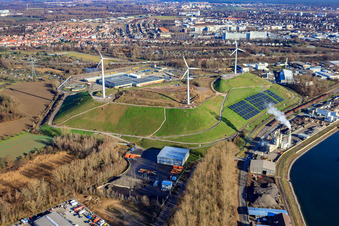 Luftaufnahme von Deponie West (Energieberg) im Ortsteil Knielingen in Karlsruhe im Bundesland Baden-Württemberg, Deutschland