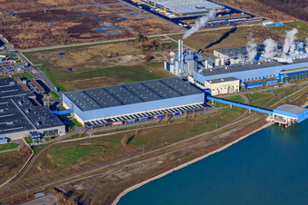 Luftbild von Papierfabrik Palm im Industriegebiet Oberwald in Wörth am Rhein im Bundesland Rheinland-Pfalz, Deutschland