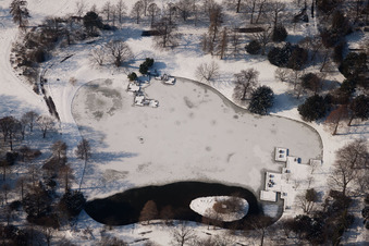 Karlsruhe, Schlosspark im Ortsteil Innenstadt-West im Bundesland Baden-Württemberg, Deutschland von oben gesehen