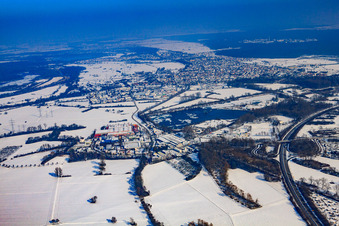 Coca Cola am Baggersee im Winter bei Schnee im Ortsteil Neureut in Karlsruhe im Bundesland Baden-Württemberg, Deutschland