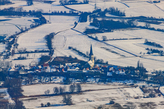 Hinterstädel von Westen im Winter bei Schnee in Jockgrim im Bundesland Rheinland-Pfalz, Deutschland