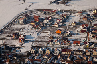 Am Höhenweg im Winter bei Schnee in Kandel im Bundesland Rheinland-Pfalz, Deutschland vom Flugzeug aus