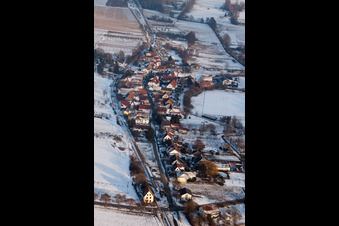 Luftbild von Im Winter im Ortsteil Drusweiler in Kapellen-Drusweiler im Bundesland Rheinland-Pfalz, Deutschland