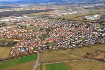 Karlsdorf von Südwesten in Karlsdorf-Neuthard im Bundesland Baden-Württemberg, Deutschland