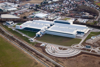 Schrägluftbild von Bruchsal, SEW-EURODRIVE GmbH Neubau im Bundesland Baden-Württemberg, Deutschland