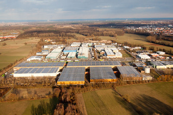 Luftaufnahme von Michelin Reifenwerke im Industriegebiet Landau Ost in Landau in der Pfalz im Bundesland Rheinland-Pfalz, Deutschland