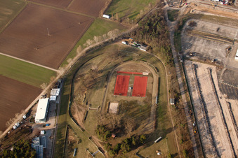 Seckenheim, Waldrennbahn des Badischen Rennvereins in Mannheim im Bundesland Baden-Württemberg, Deutschland vom Flugzeug aus