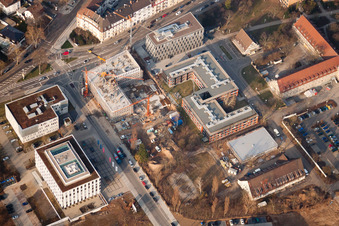 Schrägluftbild von Neuostheim, Projekt EASTSITE der B.A.U. Bauträgergesellschaft mbH in Mannheim im Bundesland Baden-Württemberg, Deutschland