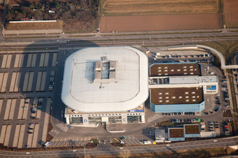 SAP-Arena im Ortsteil Hochstätt in Mannheim im Bundesland Baden-Württemberg, Deutschland von oben