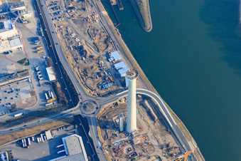 Großkraftwerk mit Neubau Block 6 im Ortsteil Neckarau in Mannheim im Bundesland Baden-Württemberg, Deutschland von oben