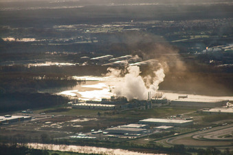 Industrie- und Gewerbegebiet Oberwald mit Papierfabrik Palme in Wörth am Rhein im Bundesland Rheinland-Pfalz, Deutschland