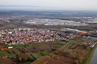 Maximiliansau von Südosten in Wörth am Rhein im Bundesland Rheinland-Pfalz, Deutschland